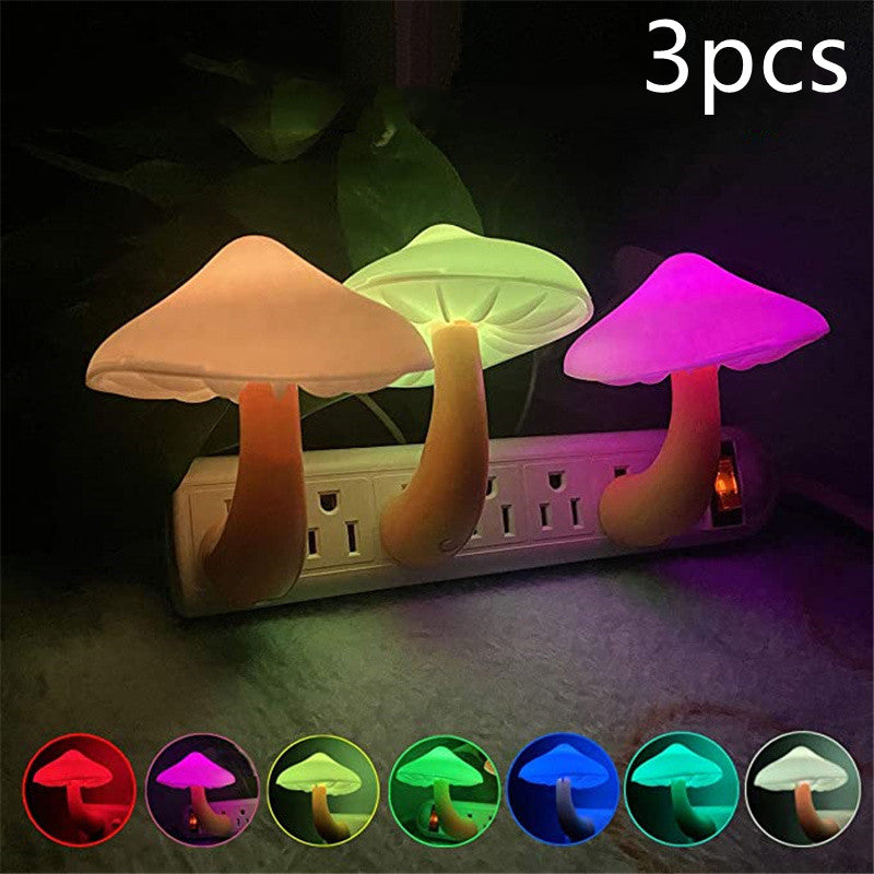 LED Night Light Mushroom Wall Socket Lamp EU US Plug Warm White Light-control Sensor Bedroom Light Home Decoration LED Night Light Mushroom Wall Socket Lamp EU US Plug Warm White Light-control Sensor Bedroom Light Home Decoration